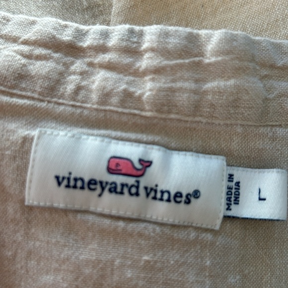 Vineyard Vines Oatmeal Linen/Cotton Peasant Blouse Sz Lg + MEASUREMENTS! - Picture 2 of 10